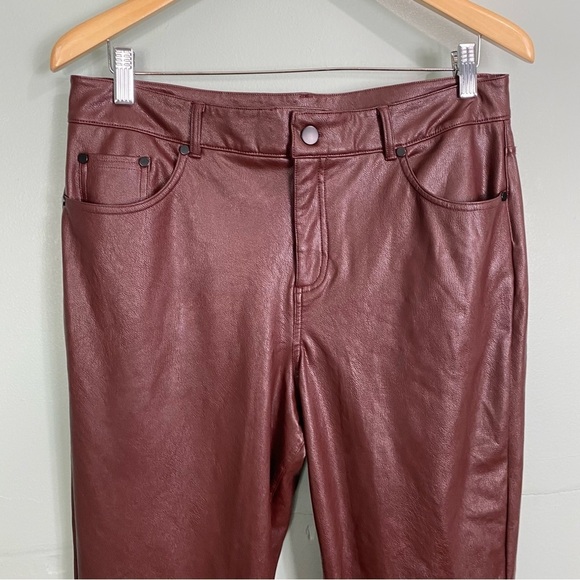 Commando Oxblood Red High Waisted Faux Leather Five Pocket Straight‎ Leg Pant L